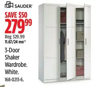 Canadian Tire Sauder 3-Door Shaker Wardrobe offer
