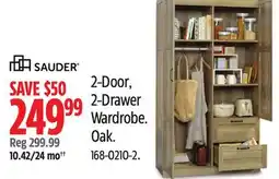 Canadian Tire Sauder 2-Door, 2-Drawer Wardrobe. Oak offer