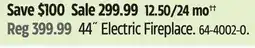 Canadian Tire For Living 44 Electric Fireplace offer