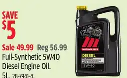 Canadian Tire Motomaster Full-Synthetic 5W40 Diesel Engine Oil offer