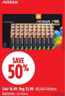 Canadian Tire Noma 40/AA Alkaline Batteries offer