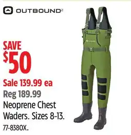 Canadian Tire Outbound Neoprene Chest Waders. Sizes 8-13 offer
