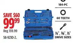 Canadian Tire Mastercraft Socket Set, 184-pc, SAE / Metric, CRV, Nickel-Chrome Plating offer