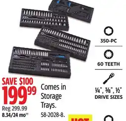 Canadian Tire Mastercraft Socket Set, 350-pc, SAE / Metric, CRV, Nickel-Chrome Plating offer