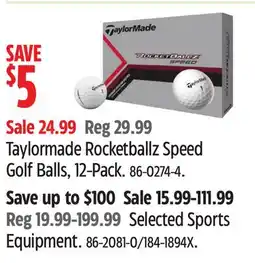 Canadian Tire Taylormade Rocketballz Speed Golf Balls offer
