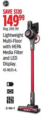 Canadian Tire Hoover Lightweight Multi-Floor with HEPA Media Filter and LED Display offer
