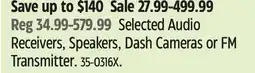 Canadian Tire Pioneer Selected Audio Receivers, Speakers, Dash Cameras or FM Transmitter offer