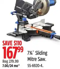 Canadian Tire Mastercraft 71⁄4˝ Sliding Mitre Saw offer