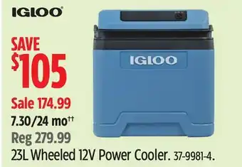 Canadian Tire Igloo 23L Wheeled 12V Power Cooler offer