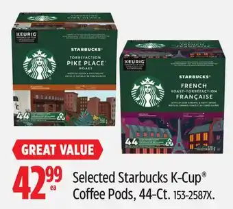 Canadian Tire Selected Starbucks K-Cup Coffee Pods offer