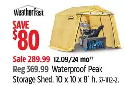 Canadian Tire Weather Fast Peak Storage Shed offer