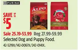 Canadian Tire Purina Selected Dog and Puppy Food offer