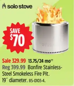 Canadian Tire Solo Stove Bonfire Stainless-Steel Smokeless Fire Pit offer