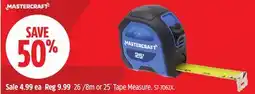 Canadian Tire Mastercraft 26´/8m or 25´ Tape Measure offer
