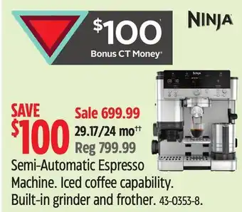 Canadian Tire Ninja Semi-Automatic Espresso Machine offer