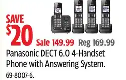 Canadian Tire Panasonic DECT 6.0 4-Handset Phone with Answering System offer