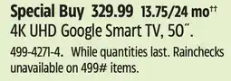 Canadian Tire RCA 4K UHD Google Smart TV offer