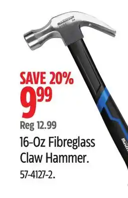 Canadian Tire Mastercraft 16-Oz Fibreglass Claw Hammer offer