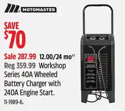 Canadian Tire Workshop Series 40A Wheeled Battery Charger with 240A Engine Start offer