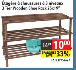 Sushi Shop 3 Tier Wooden Shoe Rack 25x19 offer