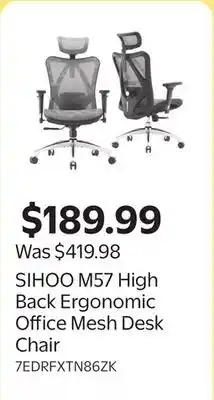 Walmart SIHOO M57 High Back Ergonomic Office Mesh Desk Chair offer