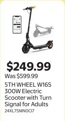 Walmart 5TH WHEEL W16S 300W Electric Scooter with Turn Signal for Adults offer