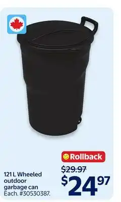Walmart 121 L Wheeled outdoor garbage can offer