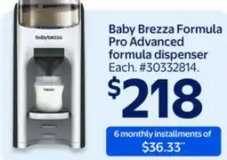 Walmart Baby Brezza Formula Pro Advanced formula dispenser offer