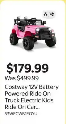 Walmart Costway 12V Battery Powered Ride On Truck Electric Kids Ride On Car with Remote Control offer