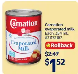 Walmart Carnation evaporated milk offer