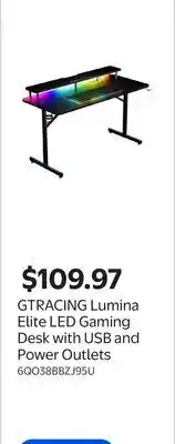 Walmart GTRACING Lumina Elite LED Gaming Desk with USB and Power Outlets offer