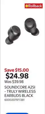 Walmart SOUNDCORE A25I - TRULY WIRELESS EARBUDS BLACK offer