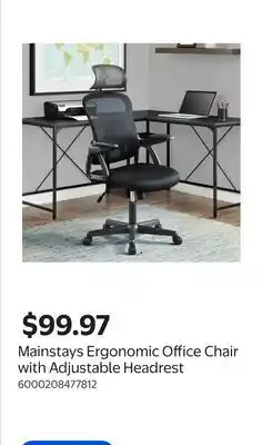 Walmart Mainstays Ergonomic Office Chair with Adjustable Headrest offer