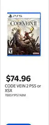 Walmart CODE VEIN 2 PS5 or XSX offer