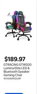 Walmart GTRACING GTW500 Lumina Elite LED & Bluetooth Speaker Gaming Chair offer