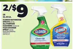 Loblaws CLOROX BATHROOM SPRAYS, 887 ML, ALL PURPOSE CLEANERS, 946 ML OR TILEX SHOWER SPRAY, 946 ML offer
