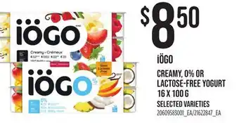 Loblaws IÖGO CREAMY, 0% OR LACTOSE-FREE YOGURT offer