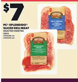 Loblaws PC SPLENDIDO SLICED DELI MEAT offer