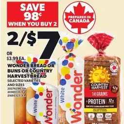 Loblaws WONDER BREAD OR BUNS OR COUNTRY HARVEST BREAD offer