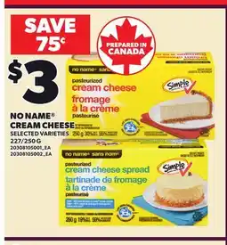 Loblaws NO NAME CREAM CHEESE, 227/250 G offer