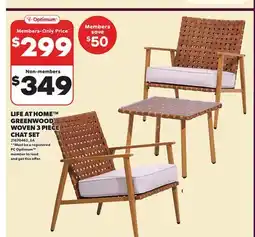Loblaws LIFE AT HOME GREENWOOD WOVEN 3 PIECE CHAT SET offer