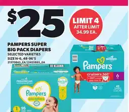 Loblaws PAMPERS SUPER BIG PACK DIAPERS, 48-96'S offer