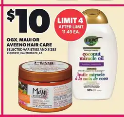 Loblaws OGX, MAUI OR AVEENO HAIR CARE offer