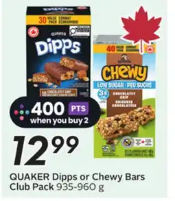 Sobeys QUAKER Dipps or Chewy Bars offer