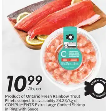 Sobeys Product of Ontario Fresh Rainbow Trout Fillets offer