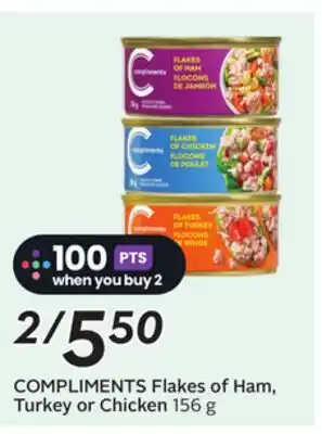 Sobeys COMPLIMENTS Flakes of Ham, Turkey or Chicken offer