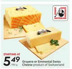 Sobeys Gruyere or Emmental Swiss Cheese offer