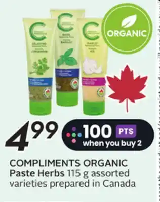 Sobeys COMPLIMENTS ORGANIC Paste Herbs offer