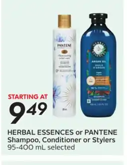 Sobeys HERBAL ESSENCES or PANTENE Shampoo, Conditioner or Stylers offer