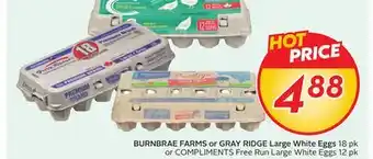 Sobeys BURNBRAE FARMS or GRAY RIDGE Large White Eggs offer